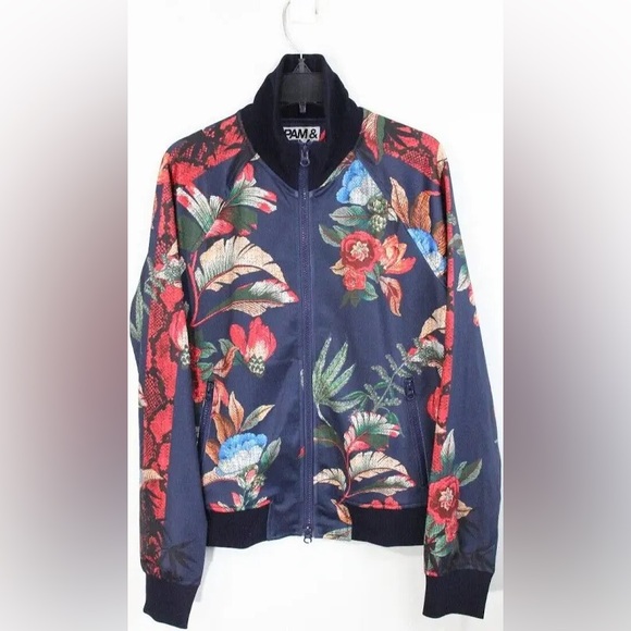 PAM & GELA tropical “Birdie” track jacket in size P polyester and spandex - Picture 1 of 5